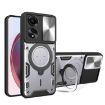 OPPO A78 4G Silver Phone Case with CD Texture & Magnetic Holder - 1