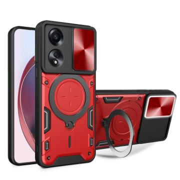 OPPO A58 4G Red Camshield Magnetic Holder Phone Case Global CD Texture - 1