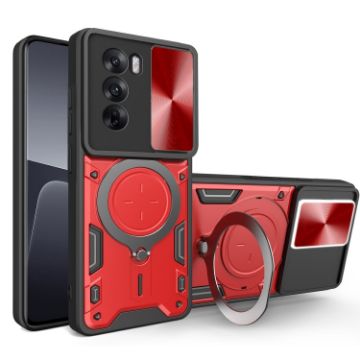 OPPO Reno12 5G Red Camshield Magnetic Holder Phone Case Global CD Texture - 1
