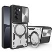 OPPO Reno12 5G Silver Case: CD Texture, Sliding Camshield, Magnetic Holder - 1