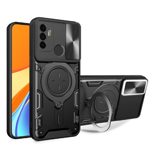 OPPO A53 4G Black CD Texture Camshield Magnetic Holder Case - 1