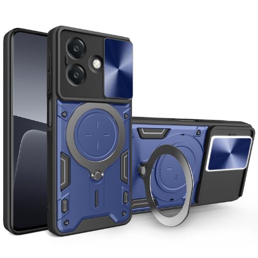 OPPO A3x 5G/4G CD Texture Camshield Magnetic Holder Case Blue - 1