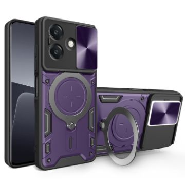 OPPO A3x 5G/4G CD Texture Camshield Magnetic Holder Case Purple - 1