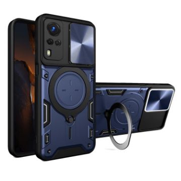 Vivo Y51 2020/Y31 Blue CD Texture Camshield Magnetic Holder Case - 1