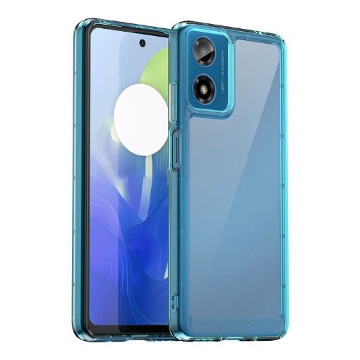 Moto G24 Power Case - Colorful Series Acrylic Hybrid TPU (Transparent Blue) - 1