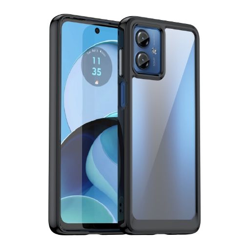 Motorola Moto G14 Acrylic Hybrid TPU Phone Case - Black, Colorful Series - 1