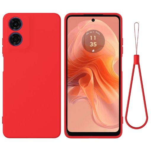 Motorola Moto E14 Red Liquid Silicone Dropproof Full Coverage Case - 1