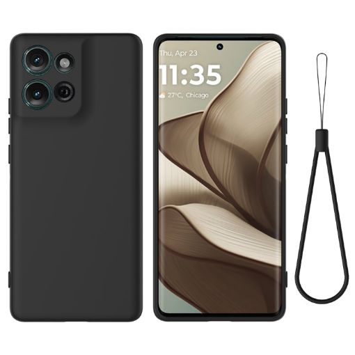 Moto G75 Black Silicone Dropproof Full Coverage Case - Solid Color - 1