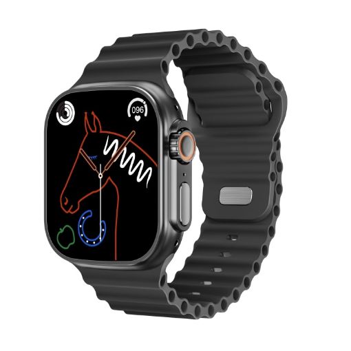 WS-E9 Ultra 2.2" IP67 Waterproof Smart Watch, Heart Rate/NFC, Black Band - 1