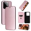 Realme GT 7 Global Pink Carbon Fiber Texture Flip Leather Case - 1