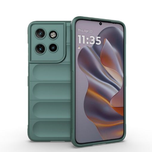 Motorola Edge 50 Neo Magic Shield TPU + Flannel Case - Dark Green - 1