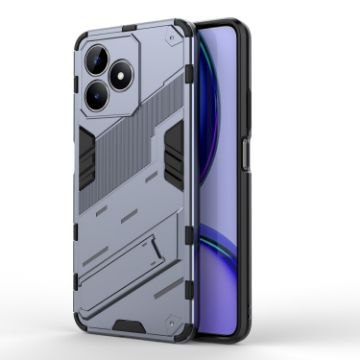 Realme C53 4G Punk Armor Phone Case with Holder - Grey, PC + TPU - 1