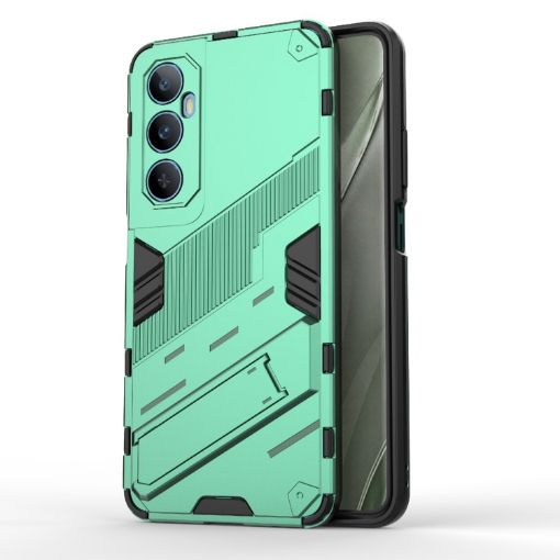 Realme C65 4G Global Punk Armor Phone Case with Holder - Green - 1