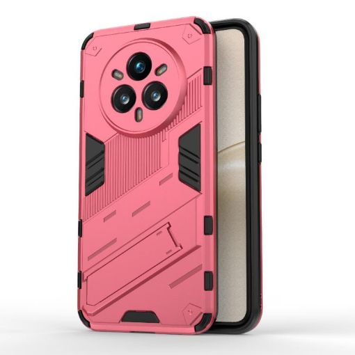 Realme 14 Pro+ 5G Punk Armor Phone Case with Holder - Light Red - 1
