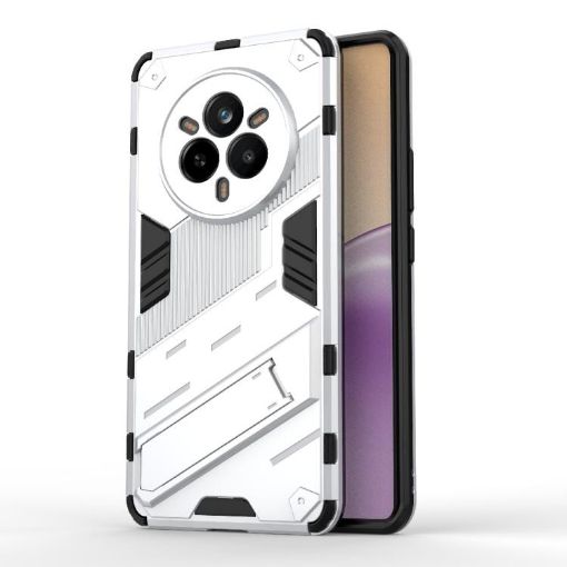 Realme 14 Pro 5G Punk Armor PC + TPU Phone Case with Holder - White - 1