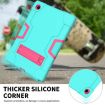 Samsung Galaxy Tab A8 Silicone Hybrid Case with Holder - Mint Green/Rose Red - 3