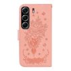 Tecno Camon 40 Pink Butterfly Rose Embossed Leather Phone Case - 4
