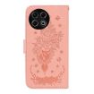 Tecno Spark 30 Pro Pink Butterfly Rose Embossed Leather Phone Case - 4