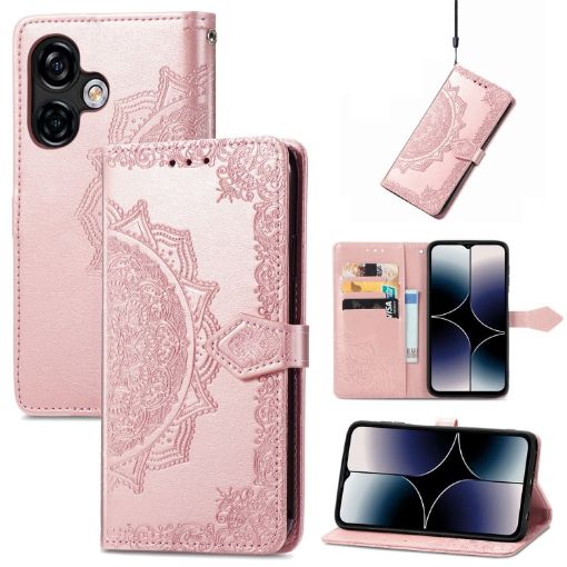 Ulefone Note 16 Pro Rose Gold Mandala Flower Leather Phone Case - 1