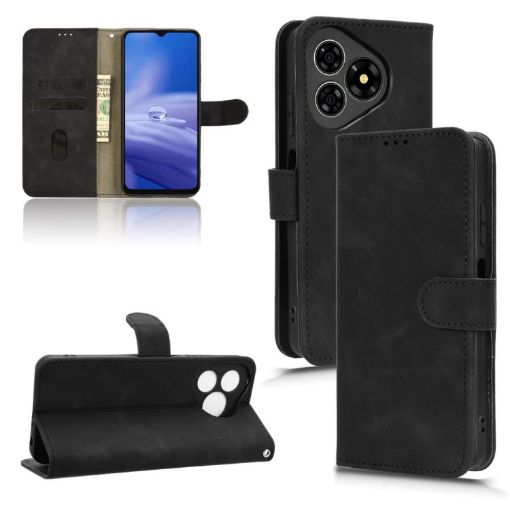 Ulefone Note 19 Magnetic Flip Leather Case - Black Skin Feel Cover - 1