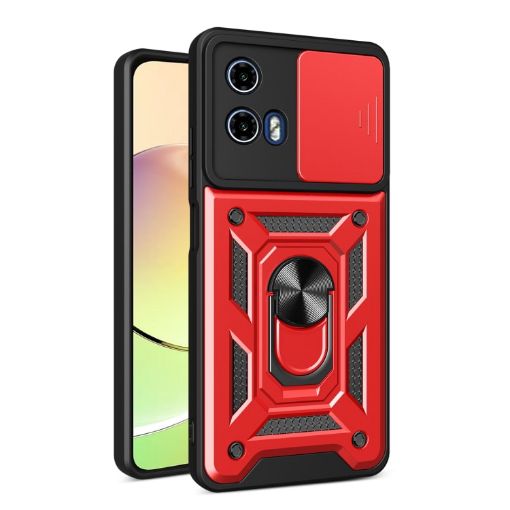 Motorola Moto G04/G24 Red Sliding Camera Cover TPU+PC Phone Case - 1