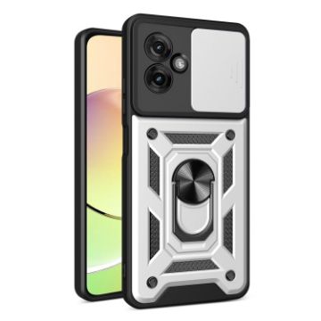 Motorola Moto G55 Phone Case Silver - Sliding Camera Cover TPU+PC Design - 1