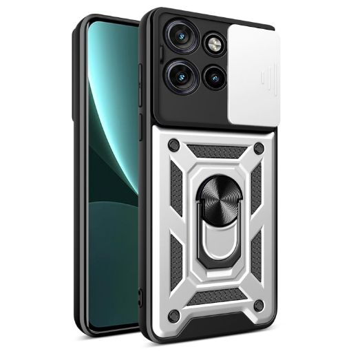 Motorola Edge 50 Neo Silver TPU+PC Case with Sliding Camera Cover - 1