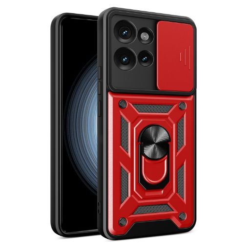 Motorola Edge 50 5G Red Phone Case with Sliding Camera Cover TPU+PC - 1