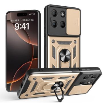 Motorola Moto G15 Gold TPU+PC Case with Sliding Camera Cover - 1