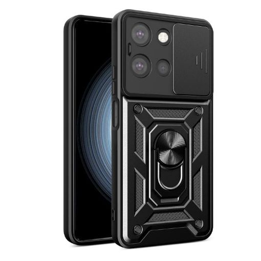Moto G 2025 Phone Case Black - Sliding Camera Cover TPU+PC Design - 1