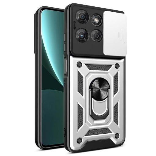 Motorola Moto G Power 2025 Case Silver - Sliding Camera Cover TPU+PC - 1