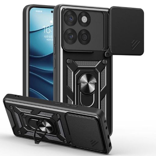 Motorola Edge 60 Fusion Phone Case Black - Sliding Camera Cover TPU+PC - 1