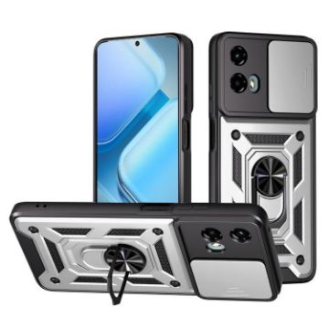 Motorola Moto G 5G 2024 Phone Case Silver - Sliding Camera Cover TPU+PC - 1