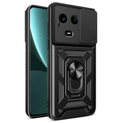 Realme Narzo 60x 5G Black TPU Hybrid PC Case with Sliding Camera Cover - 1