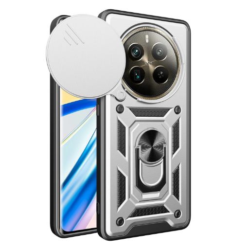 Realme 12 Pro/12 Pro+ 5G Silver TPU Hybrid PC Case with Camera Cover - 1