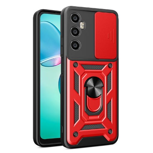 Realme C65 4G Red Phone Case - Sliding Camera Cover TPU Hybrid PC - 1
