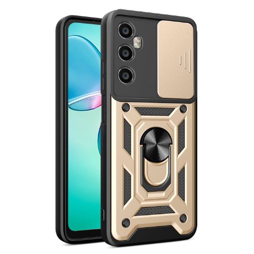 Realme C65 4G Gold Phone Case with Sliding Camera Cover TPU Hybrid PC - 1