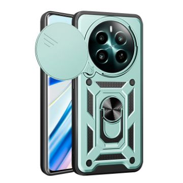 Realme 12+ 5G Mint Green TPU Hybrid PC Case with Sliding Camera Cover - 1