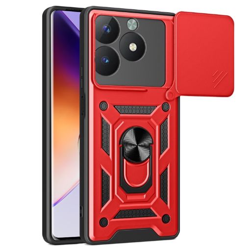 Realme C61/C63 Red TPU Hybrid PC Case with Sliding Camera Cover - 1