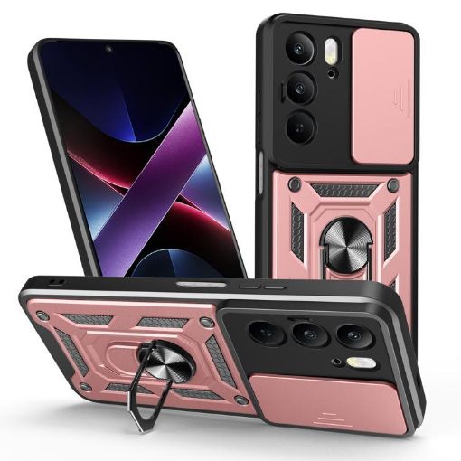 Realme C75 4G/14x 5G Case - Rose Gold Sliding Camera Cover TPU Hybrid PC - 1