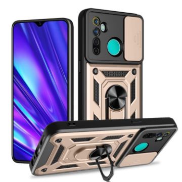 Realme 5 Pro Gold Sliding Camera Cover TPU Hybrid PC Phone Case - 1