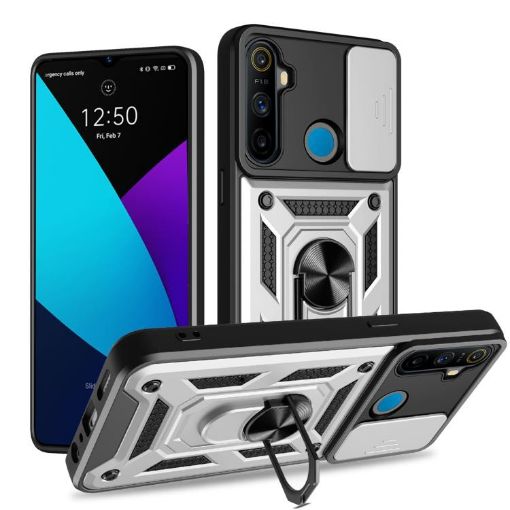 Realme 5 Silver TPU Hybrid PC Case with Sliding Camera Cover - 1