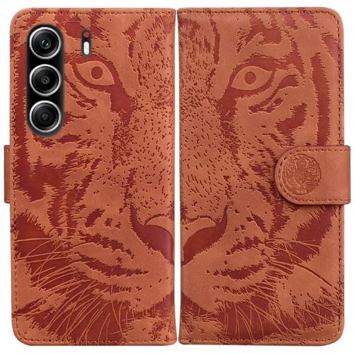 Tecno Camon 40 Pro 4G Brown Tiger Embossing Flip Leather Case - 1
