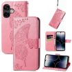 Ulefone Note 16 Pro Pink Leather Case - Butterfly Love Flower Design - 1