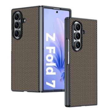 Samsung Galaxy Z Fold7 Ultra-thin Gold Carbon Fiber Texture Phone Case - 1