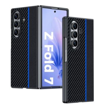 Samsung Galaxy Z Fold7 Ultra-thin Carbon Fiber Texture Case (Black Blue) - 1