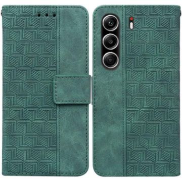 Tecno Camon 40 Pro 4G Green Geometric Embossed Leather Phone Case - 1