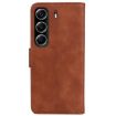Tecno Camon 40 Brown Leather Flip Case - Skin Feel Pure Color Cover - 3