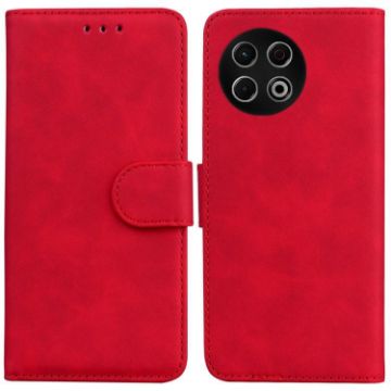 Tecno Spark 30 Pro Red Leather Flip Case - Skin Feel Pure Color - 1