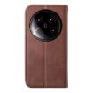 Xiaomi 14 Ultra Brown Magnetic Leather Phone Case - Calf Texture - 3